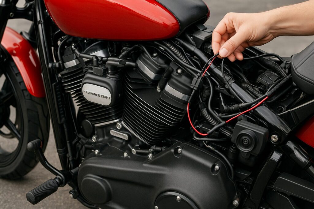 ミルウォーキーエイトを搭載のスポーツスターの電源取り出し方法