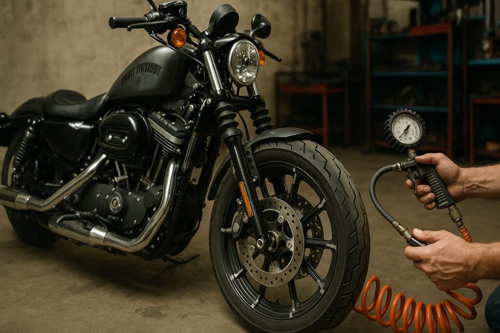 ハーレーのタイヤ空気圧はどこに書いてある？一覧と正しい確認方法：ハーレー883の空気圧の基本と調整目安
