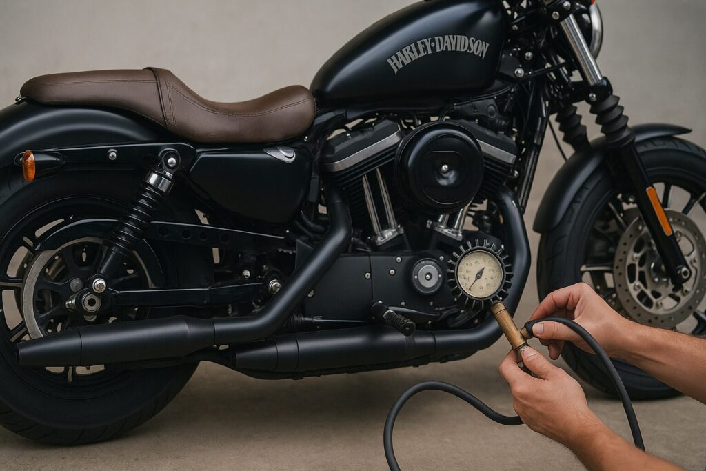 ハーレーのタイヤ空気圧はどこに書いてある？一覧と正しい確認方法：スポーツスターの空気圧kPaの正しい数値