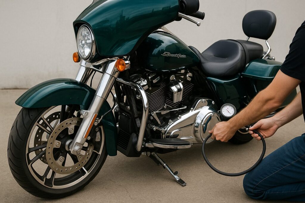 ハーレーのタイヤ空気圧はどこに書いてある？一覧と正しい確認方法：ストリートグライドの空気圧の適正範囲