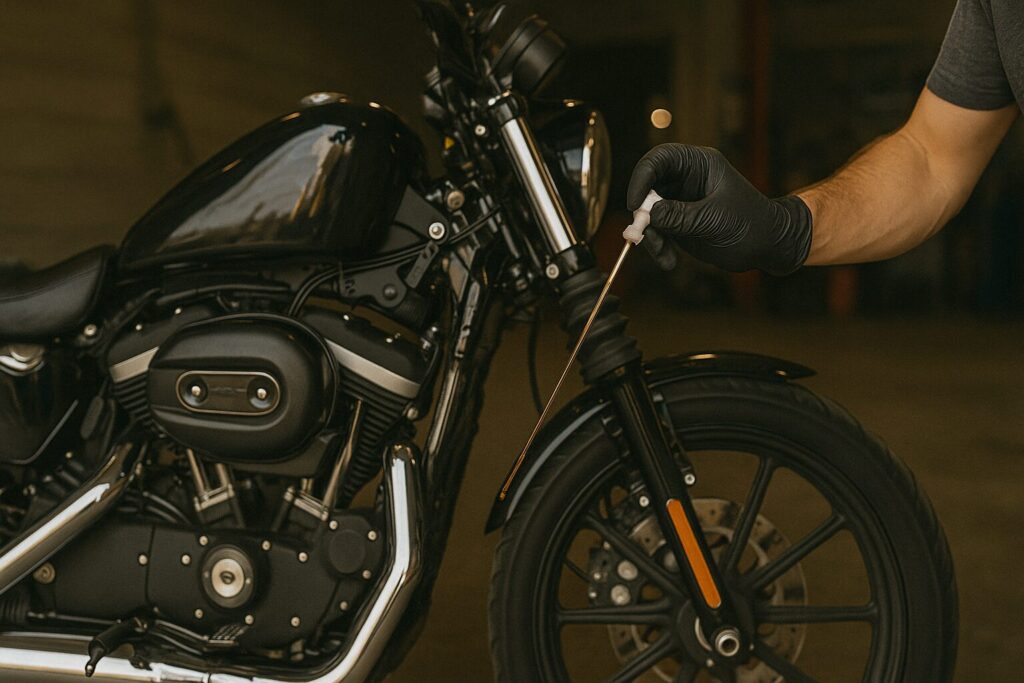 スポーツスターのオイル交換を徹底解説する実践メンテガイド：オイル量を確認のホットチェック