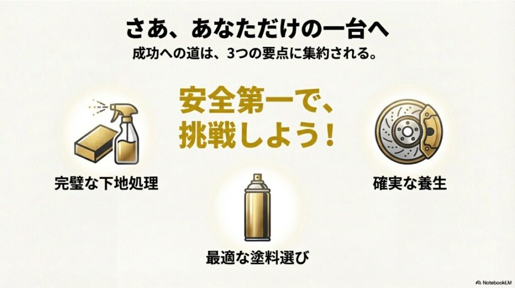 【バイク】ホイールの塗装をつけたままできる？成功への道を構成する3要素：完璧な下地処理、確実な養生、最適な塗料選びのチェックリスト