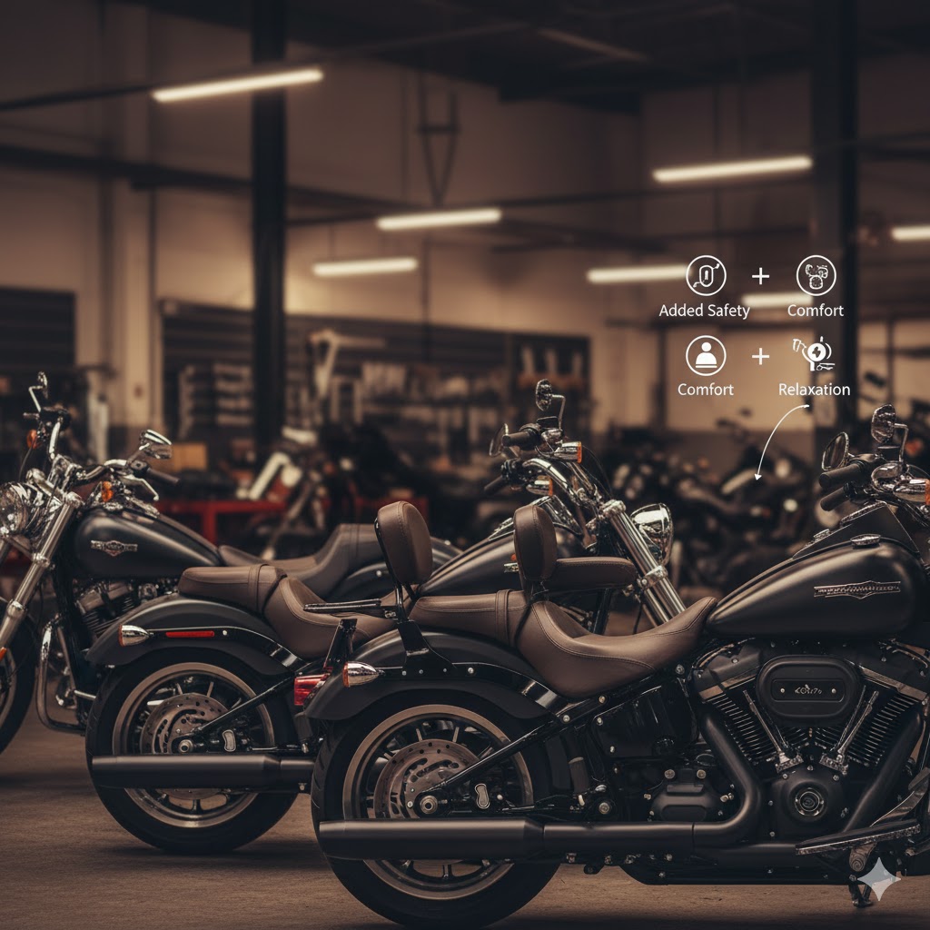 ハーレーで二人乗りを楽しむための車種選びと快適カスタムを徹底解説:タンデムシートの背もたれの効果