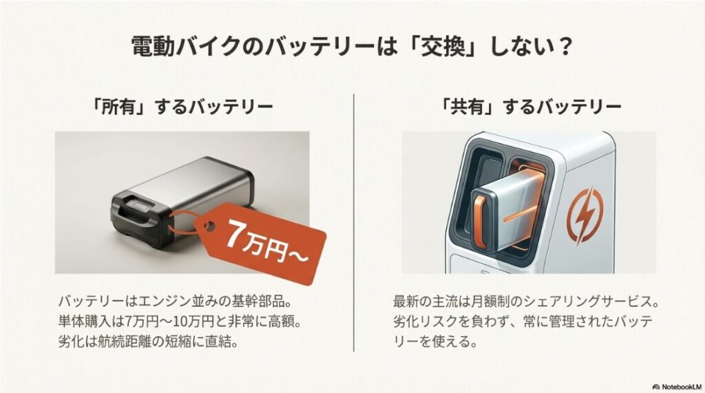 バイクのバッテリーの交換費用の真実！電動バイクのバッテリー価格（7万円〜）とシェアリングサービスのメリット