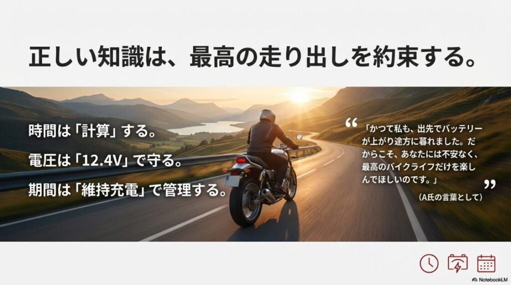 バイクのバッテリーの充電時間の目安は？計算・電圧管理・維持充電などバイクバッテリーを長持ちさせるポイントのまとめ