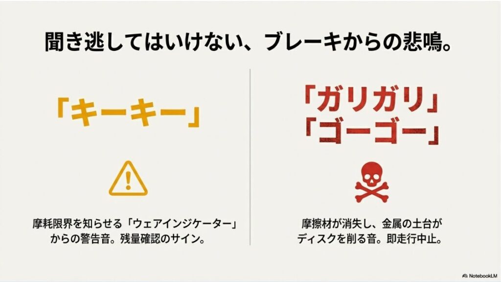 バイクのブレーキパッド交換時期の目安！ブレーキの異音比較：警告音のキーキー音と危険なガリガリ音の違い