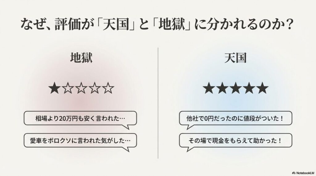 レッドバロンはやばい？買取はひどいと噂：レッドバロンの買取評価が天国と地獄に分かれる具体例。相場より安い査定と他社0円からの買取事例比較