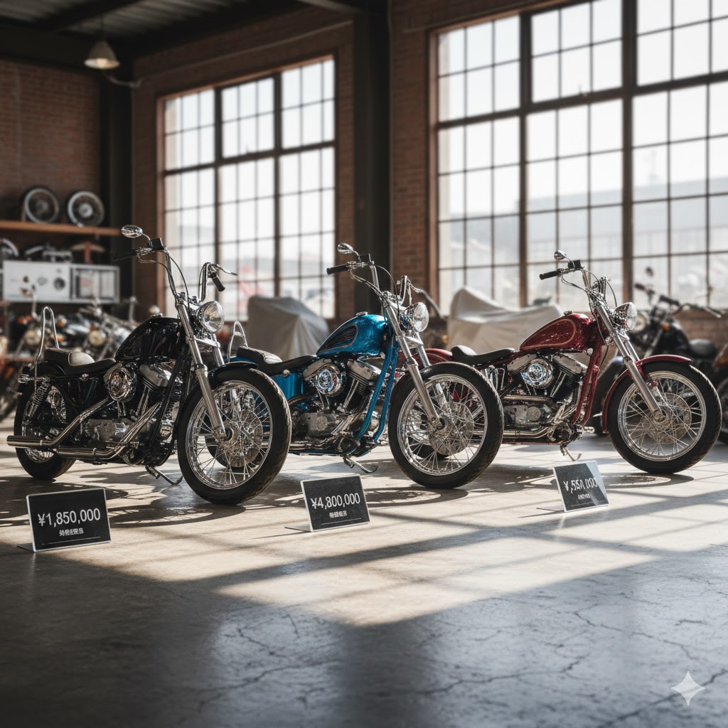 ハーレーのチョッパーカスタムの基礎と費用!購入前に知るべき全知識:完成済みのカスタム中古車の相場