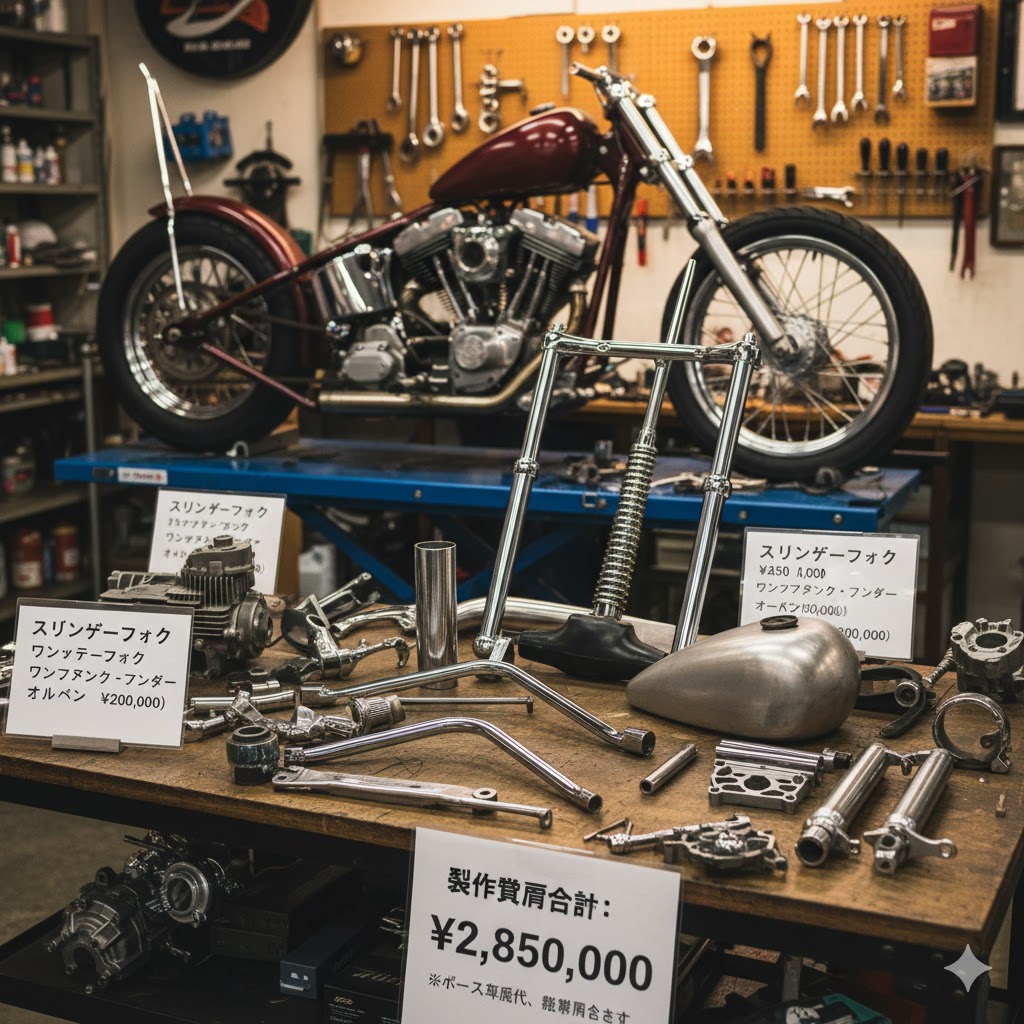 ハーレーのチョッパーカスタムの基礎と費用!購入前に知るべき全知識:製作にかかるカスタム費用の総額